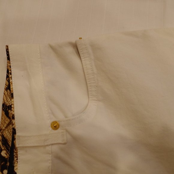 Roberto Cavalli White Mini Flare Stretch Cotton Twill Pant- Sz. XS - Picture 5 of 12